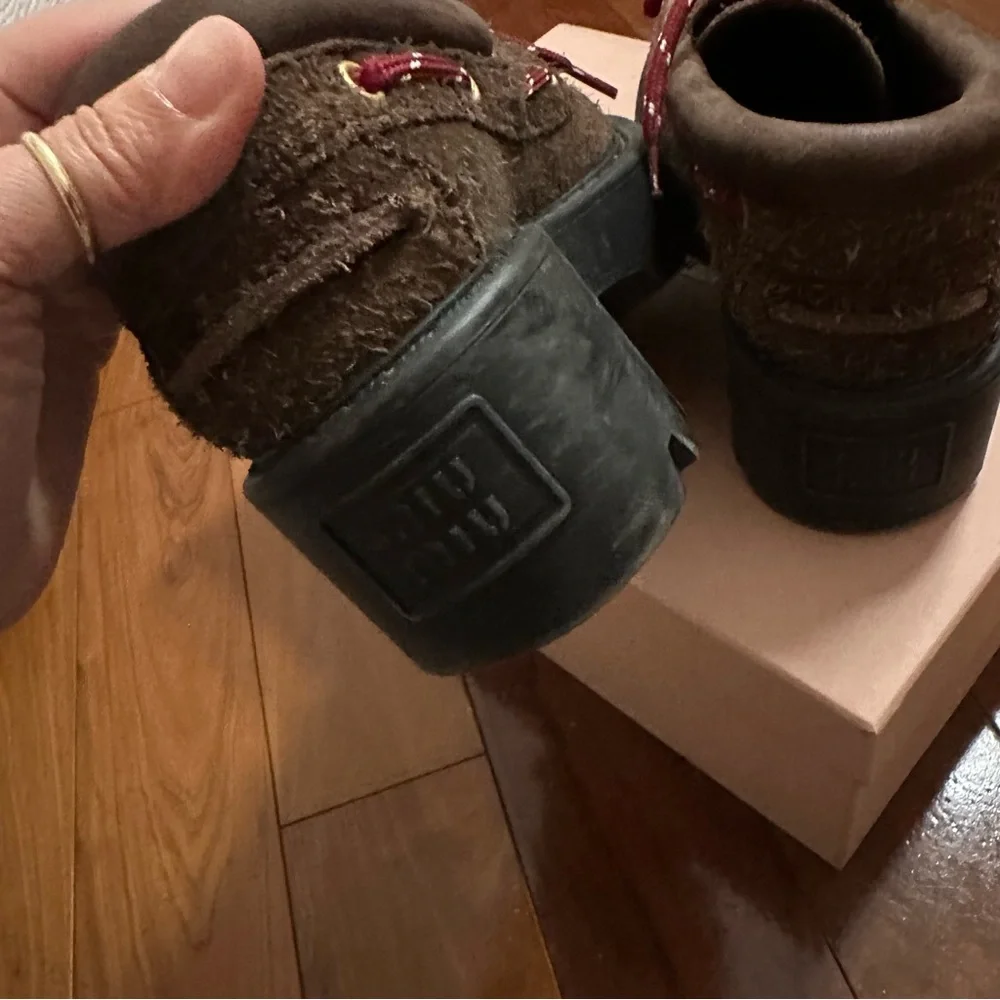 MIU MIU Chunky rustic Suede Loafers Brown Size 36.5 6.5 - Picture 7 of 10